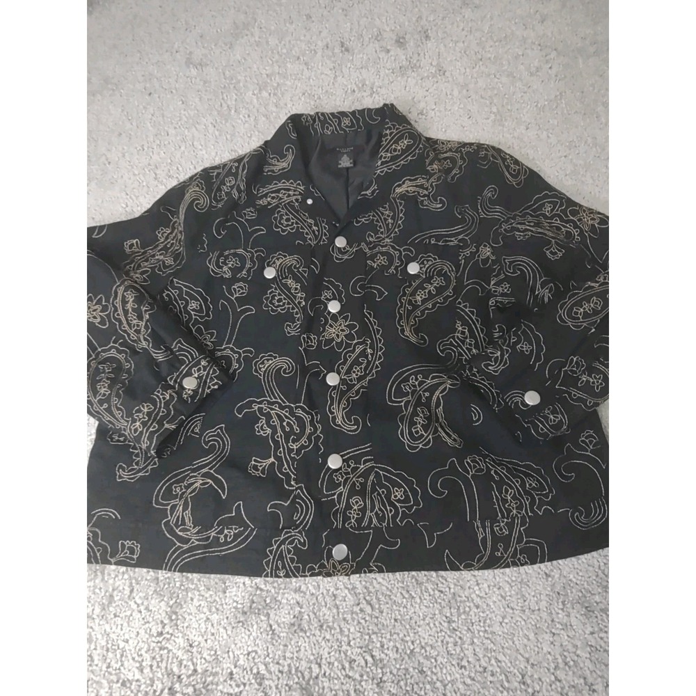 Silkland Womens Shirt Blazer Size XL  Brown Gold Paisley Embroidered  Silk‎